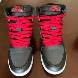 Jordan 1 Retro High Black Satin Gym Red